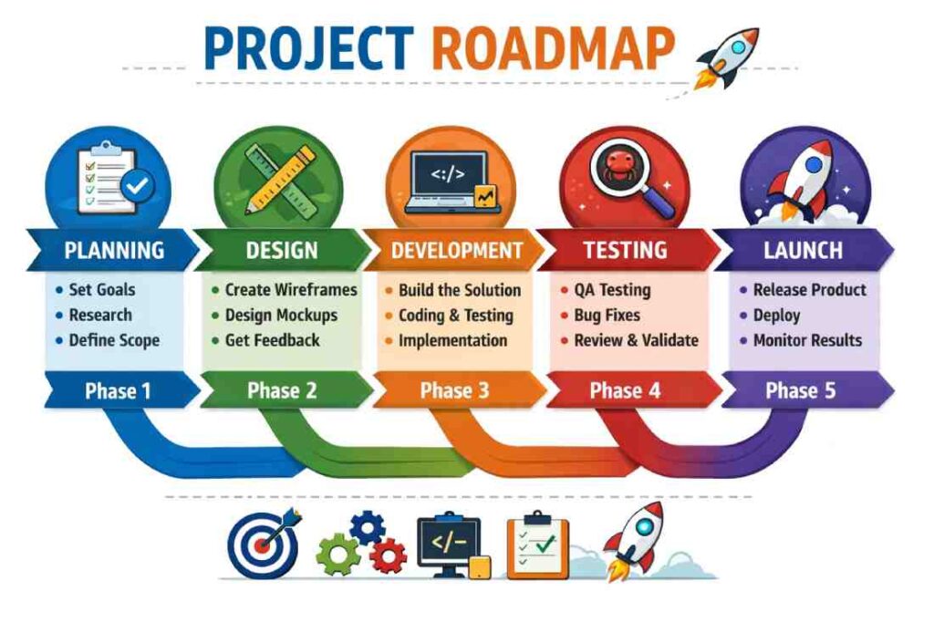 project roadmap graphic showing